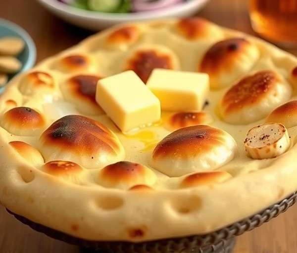 Naan Nirvana - Perfect Butter Naan Recipe Butter naan from Naan Nirvana showing golden brown bread with butter